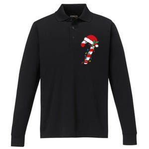 Christmas Candy Cane Santa Xmas Performance Long Sleeve Polo