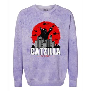 Catzilla Cute Cat Stuff For Cat Lover Funny Animal Colorblast Crewneck Sweatshirt