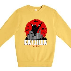 Catzilla Cute Cat Stuff For Cat Lover Funny Animal Premium Crewneck Sweatshirt