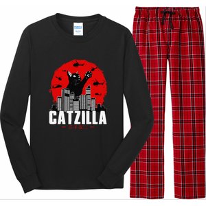 Catzilla Cute Cat Stuff For Cat Lover Funny Animal Long Sleeve Pajama Set