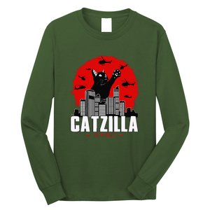 Catzilla Cute Cat Stuff For Cat Lover Funny Animal Long Sleeve Shirt