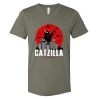 Catzilla Cute Cat Stuff For Cat Lover Funny Animal V-Neck T-Shirt