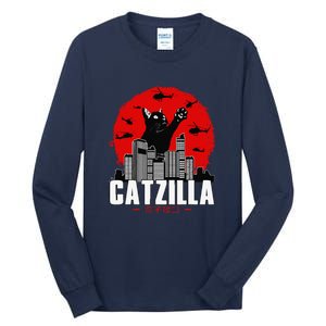 Catzilla Cute Cat Stuff For Cat Lover Funny Animal Tall Long Sleeve T-Shirt