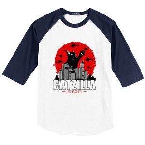 Catzilla Cute Cat Stuff For Cat Lover Funny Animal Baseball Sleeve Shirt