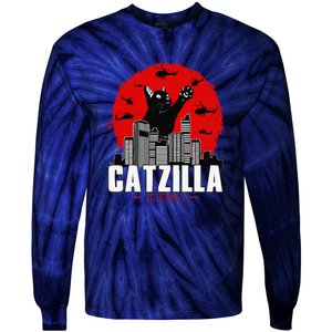 Catzilla Cute Cat Stuff For Cat Lover Funny Animal Tie-Dye Long Sleeve Shirt