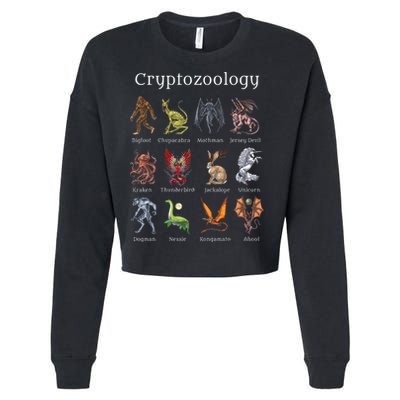 Cryptozoology Cryptid Creatures Fantasy Mythical Monsters Cropped Pullover Crew