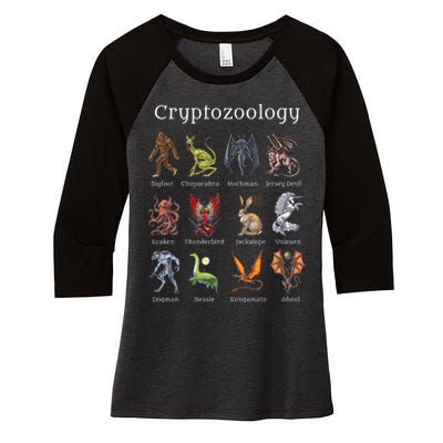 Cryptozoology Cryptid Creatures Fantasy Mythical Monsters Women's Tri-Blend 3/4-Sleeve Raglan Shirt