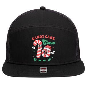 Candy Cane Crew Christmas Xmas Love Candy 7 Panel Mesh Trucker Snapback Hat