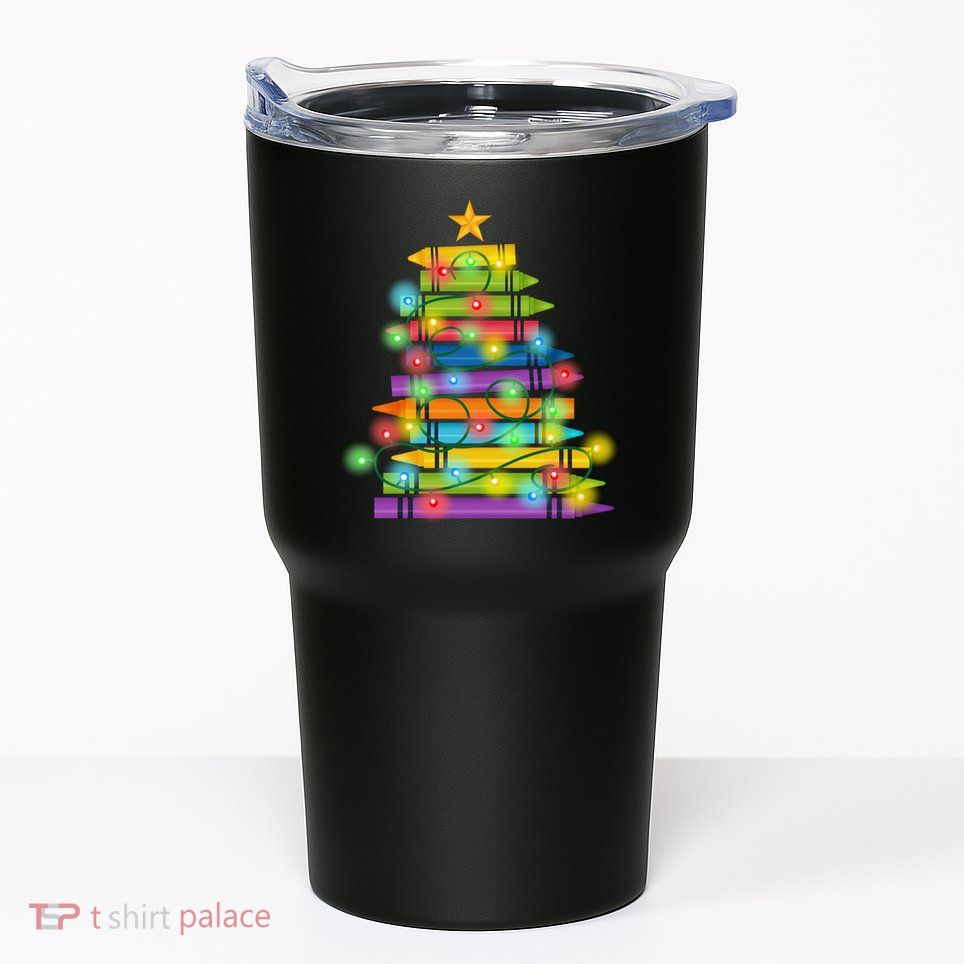 Christmas Colorful Crayons Holiday Tumbler