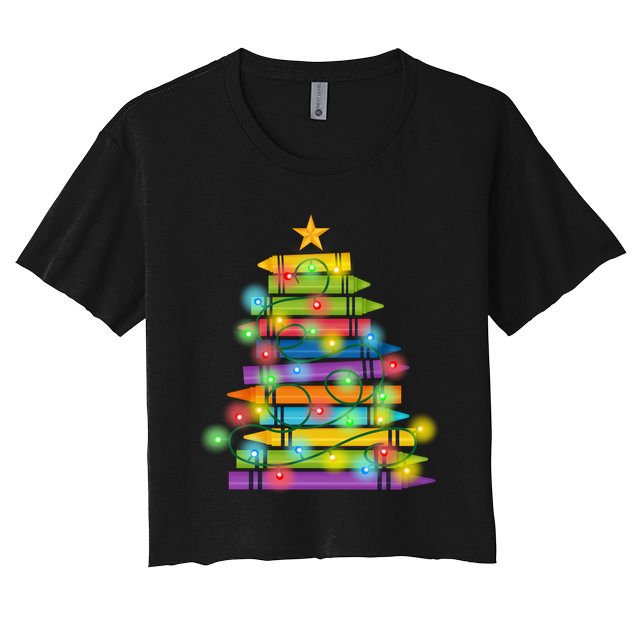 Christmas Colorful Crayons Holiday Crop Top