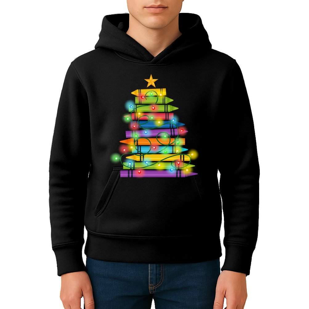 Christmas Colorful Crayons Holiday Kids Hoodie