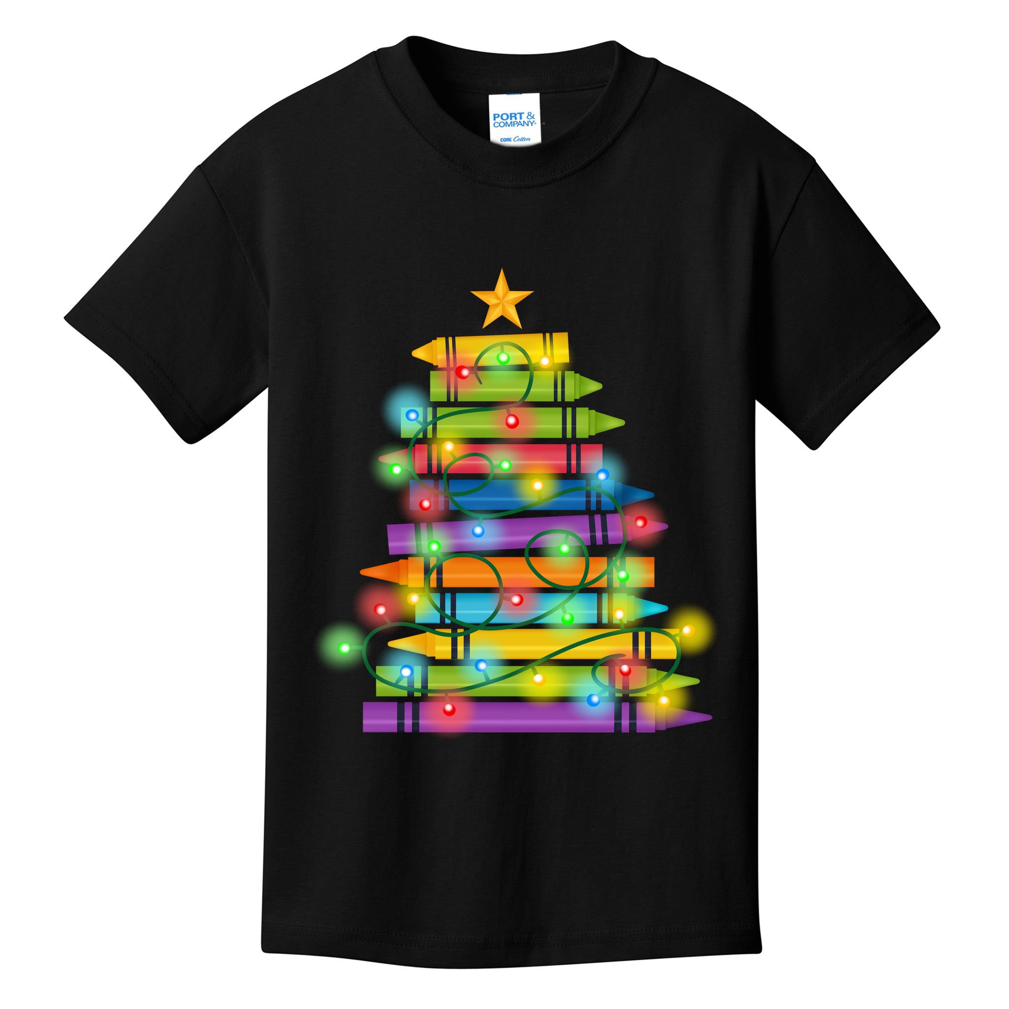 Christmas Colorful Crayons Holiday Kids T-Shirt