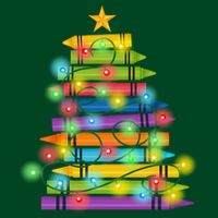 Christmas Colorful Crayons Holiday Womens T-Shirt