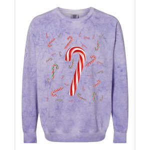 Christmas Candy Cane Santa Hat Xmas Holiday Colorblast Crewneck Sweatshirt