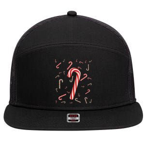 Christmas Candy Cane Santa Hat Xmas Holiday 7 Panel Mesh Trucker Snapback Hat