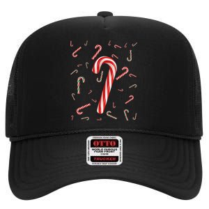 Christmas Candy Cane Santa Hat Xmas Holiday High Crown Mesh Back Trucker Hat