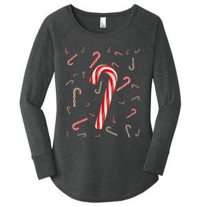 Christmas Candy Cane Santa Hat Xmas Holiday Women's Perfect Tri Tunic Long Sleeve Shirt