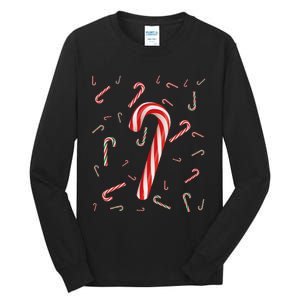 Christmas Candy Cane Santa Hat Xmas Holiday Tall Long Sleeve T-Shirt