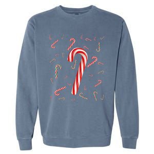 Christmas Candy Cane Santa Hat Xmas Holiday Garment-Dyed Sweatshirt