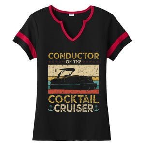 Conductor Cocktail Cruiser Pontooning Pontoon Boat Captain Ladies Halftime Notch Neck Tee