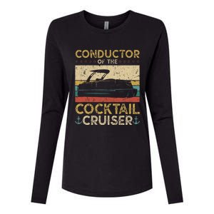 Conductor Cocktail Cruiser Pontooning Pontoon Boat Captain Womens Cotton Relaxed Long Sleeve T-Shirt