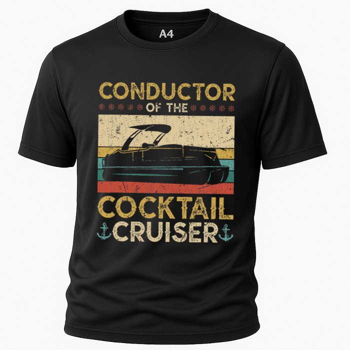 Conductor Cocktail Cruiser Pontooning Pontoon Boat Captain Cooling Performance Crew T-Shirt