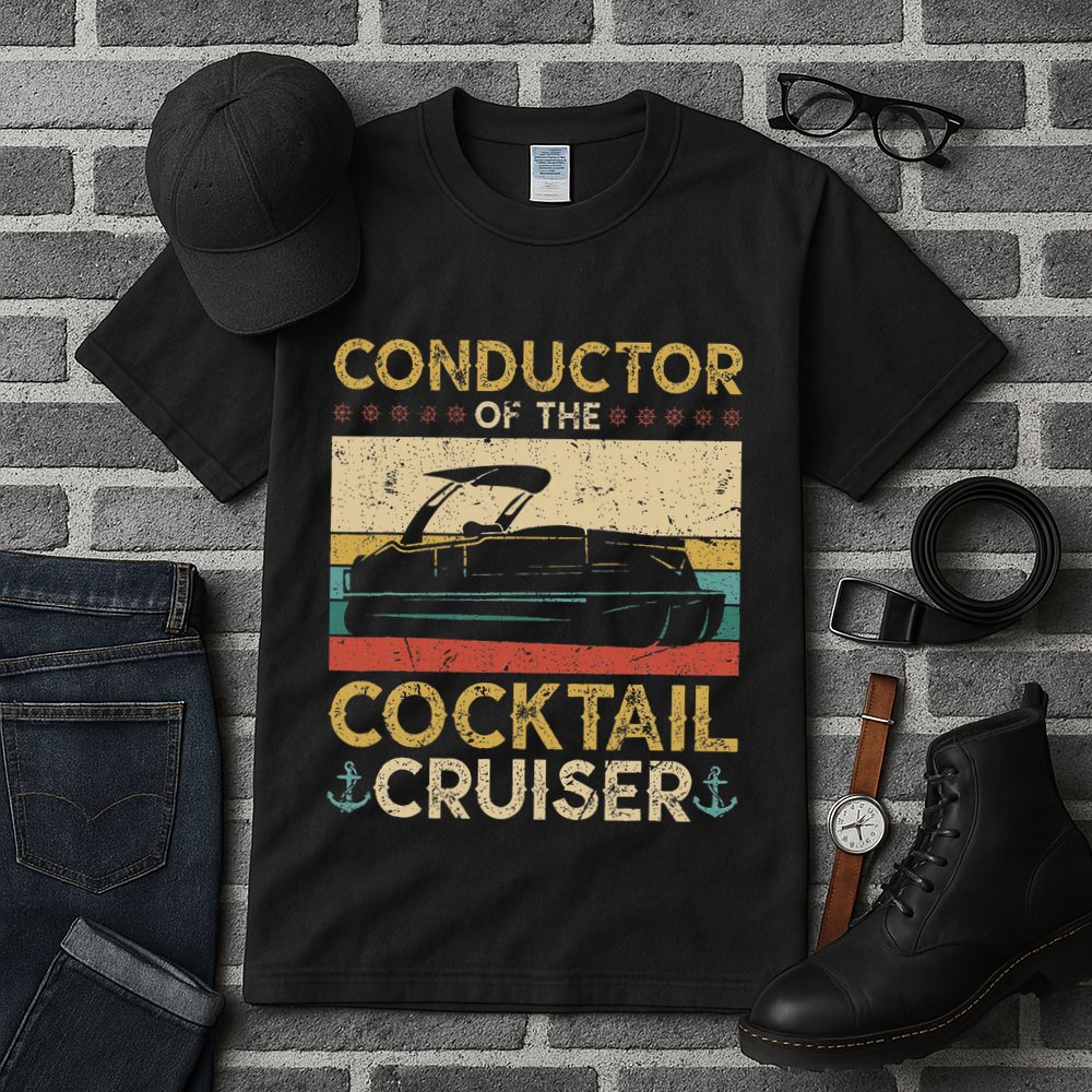 Conductor Cocktail Cruiser Pontooning Pontoon Boat Captain Tall T-Shirt