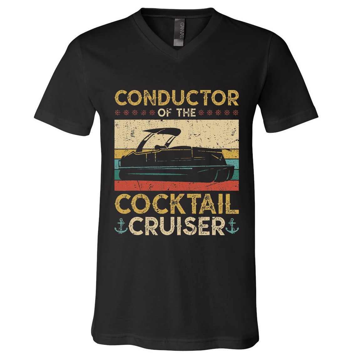 Conductor Cocktail Cruiser Pontooning Pontoon Boat Captain V-Neck T-Shirt