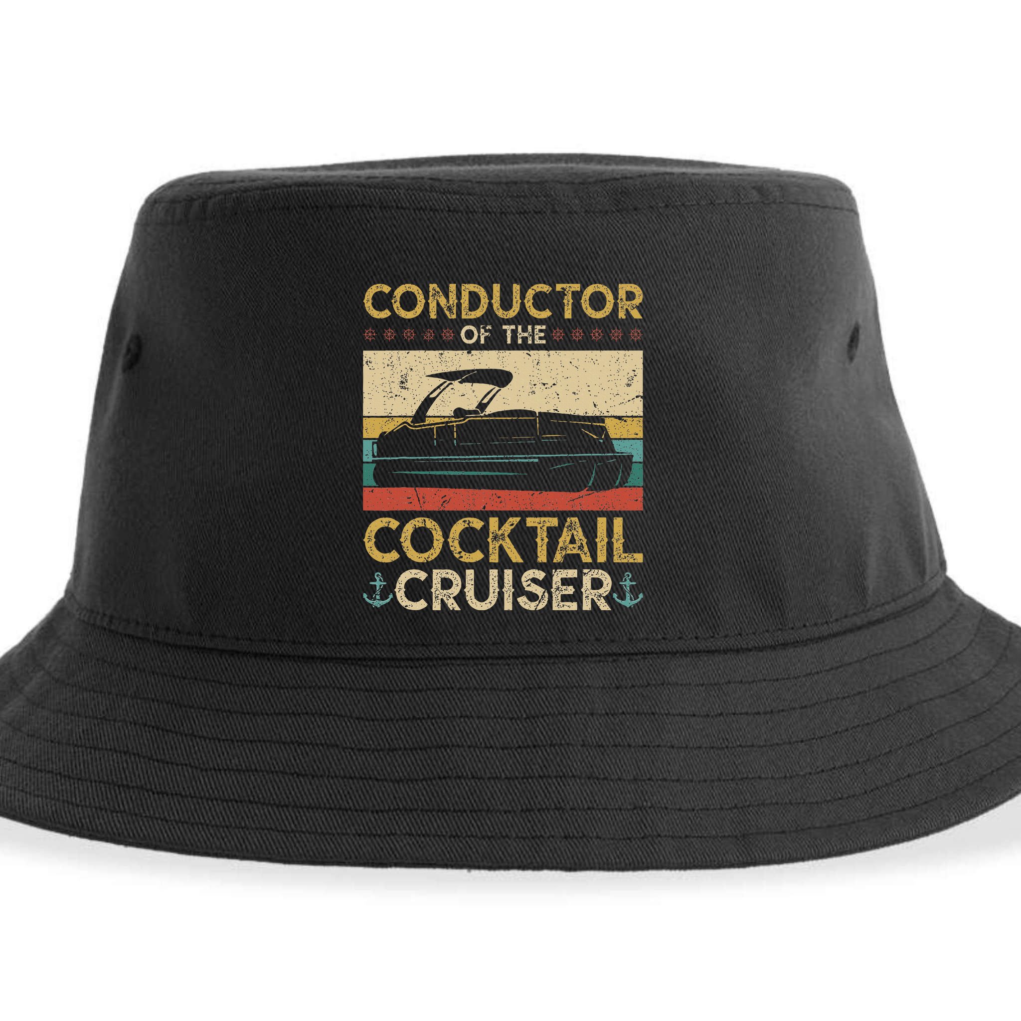 Conductor Cocktail Cruiser Pontooning Pontoon Boat Captain Sustainable Bucket Hat