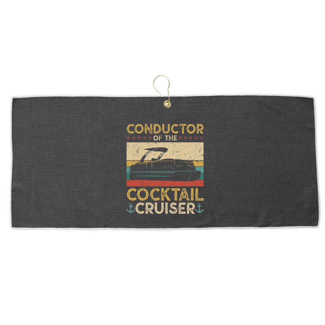 Conductor Cocktail Cruiser Pontooning Pontoon Boat Captain Large Microfiber Waffle Golf Towel