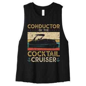 Conductor Cocktail Cruiser Pontooning Pontoon Boat Captain Women's Racerback Cropped Tank