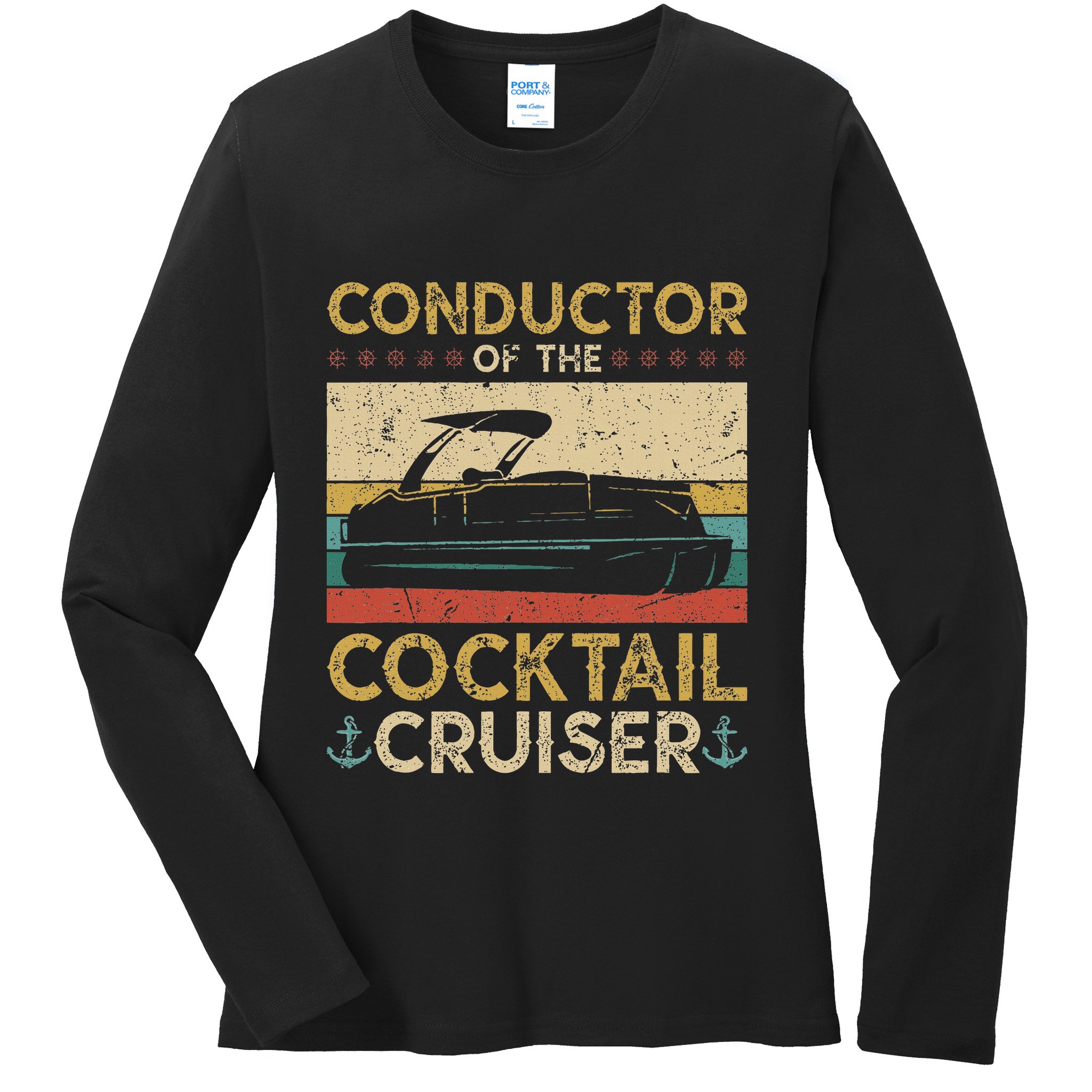 Conductor Cocktail Cruiser Pontooning Pontoon Boat Captain Ladies Long Sleeve Shirt