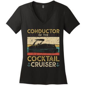 Conductor Cocktail Cruiser Pontooning Pontoon Boat Captain Women's V-Neck T-Shirt