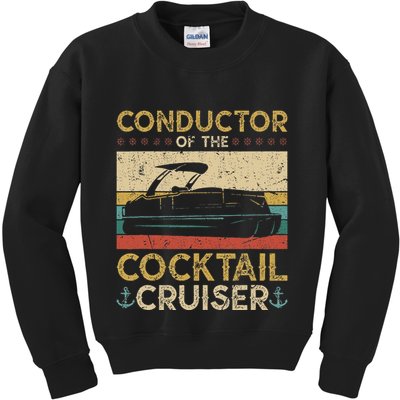 Conductor Cocktail Cruiser Pontooning Pontoon Boat Captain Kids Sweatshirt