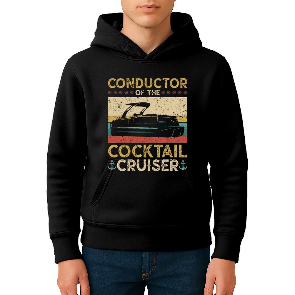 Conductor Cocktail Cruiser Pontooning Pontoon Boat Captain Kids Hoodie