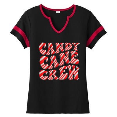 Candy Cane Crew Funny Christmas Candy Cane Lover Xmas Pajama Ladies Halftime Notch Neck Tee