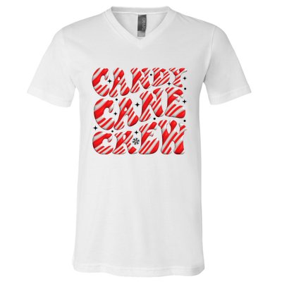 Candy Cane Crew Funny Christmas Candy Cane Lover Xmas Pajama V-Neck T-Shirt