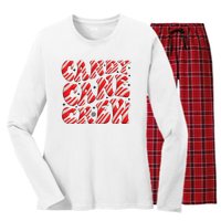 Candy Cane Crew Funny Christmas Candy Cane Lover Xmas Pajama Women's Long Sleeve Flannel Pajama Set 