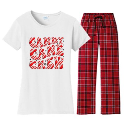 Candy Cane Crew Funny Christmas Candy Cane Lover Xmas Pajama Women's Flannel Pajama Set