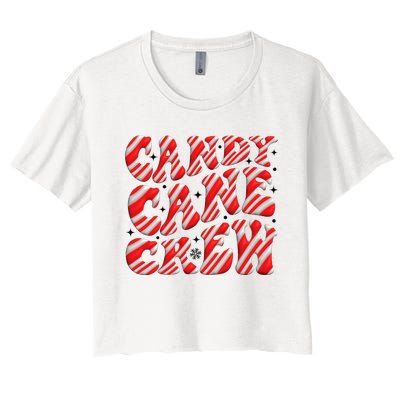 Candy Cane Crew Funny Christmas Candy Cane Lover Xmas Pajama Women's Crop Top Tee