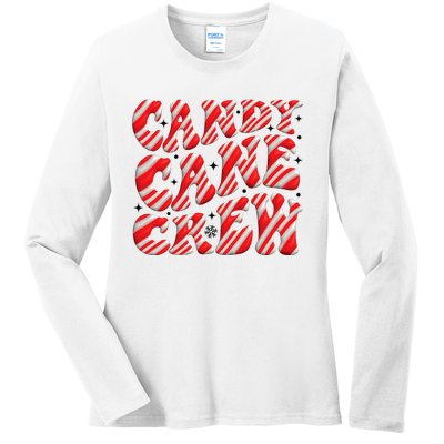 Candy Cane Crew Funny Christmas Candy Cane Lover Xmas Pajama Ladies Long Sleeve Shirt