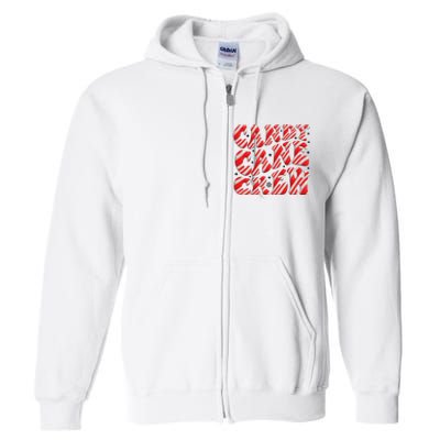 Candy Cane Crew Funny Christmas Candy Cane Lover Xmas Pajama Full Zip Hoodie