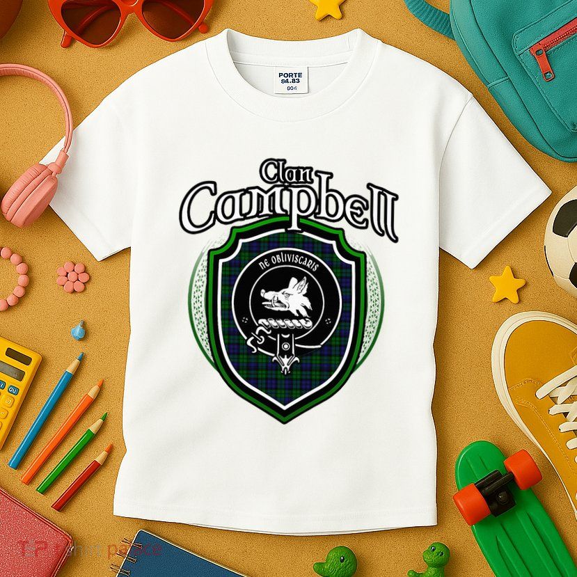 Campbell Clan Crest Scottish Clan Campbell Family Badge Kids T-Shirt