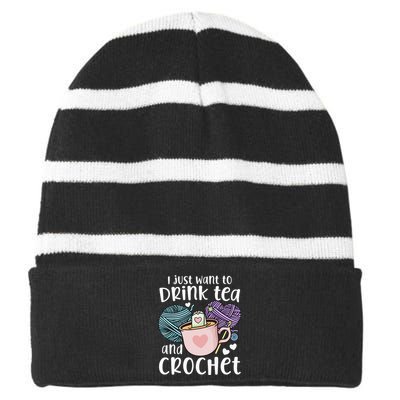 Crocheting Crochet Striped Beanie with Solid Band