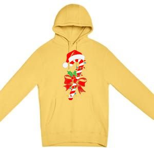 Christmas Candy Cane Pajamas Gift Premium Pullover Hoodie