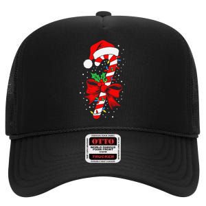 Christmas Candy Cane Pajamas Gift High Crown Mesh Back Trucker Hat