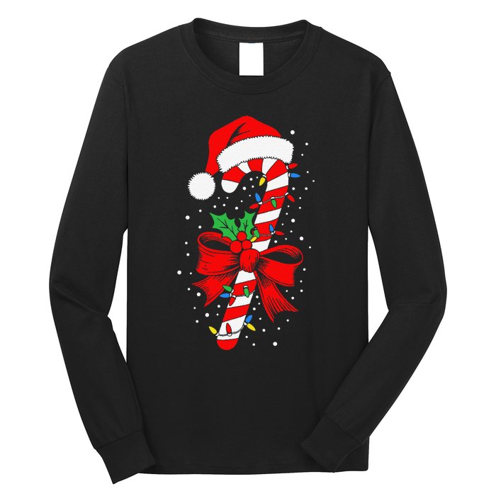 Christmas Candy Cane Pajamas Gift Long Sleeve Shirt