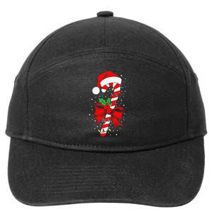 Christmas Candy Cane Pajamas Gift 7-Panel Snapback Hat