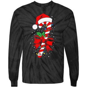 Christmas Candy Cane Pajamas Gift Tie-Dye Long Sleeve Shirt