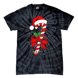 Christmas Candy Cane Pajamas Gift Tie-Dye T-Shirt